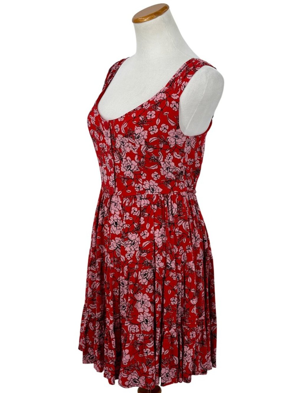 Band Of Gypsies Red Floral Sleeveless Tiered Dress M | Coquette Grunge Fairy Y2K - Picture 12 of 16